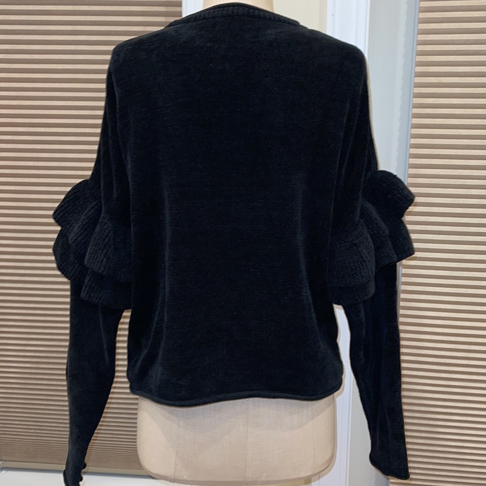 Zara Frilled Chenille Extra Long Sleeve Sweater - image 5